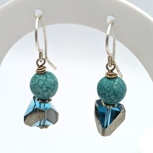 4/24$  Beaded dangle blue theme earrings